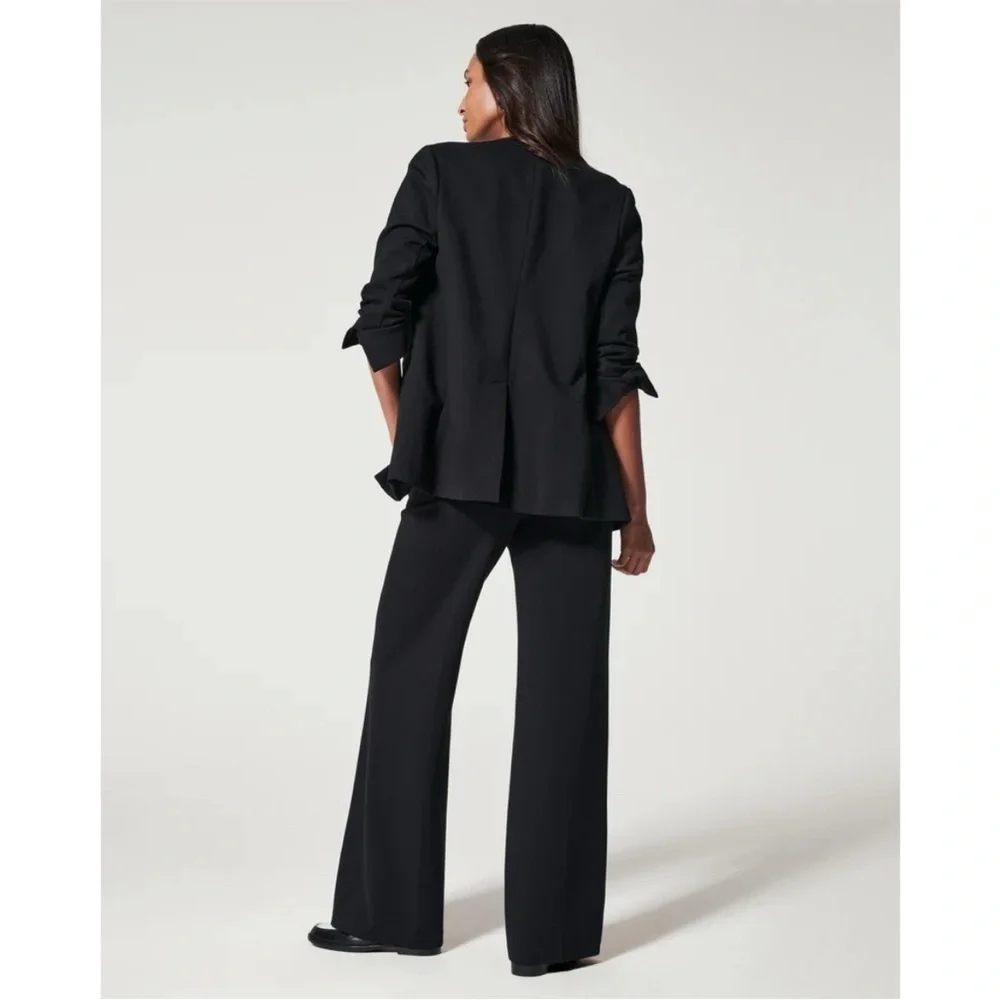 ▪️Spanx The Perfect Collarless Blazer Black Ponte Knit One Button NWT - Picture 3 of 13
